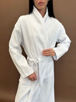 Халат вафельный кимоно L-2XL, белый HFID-L-2XL фото
